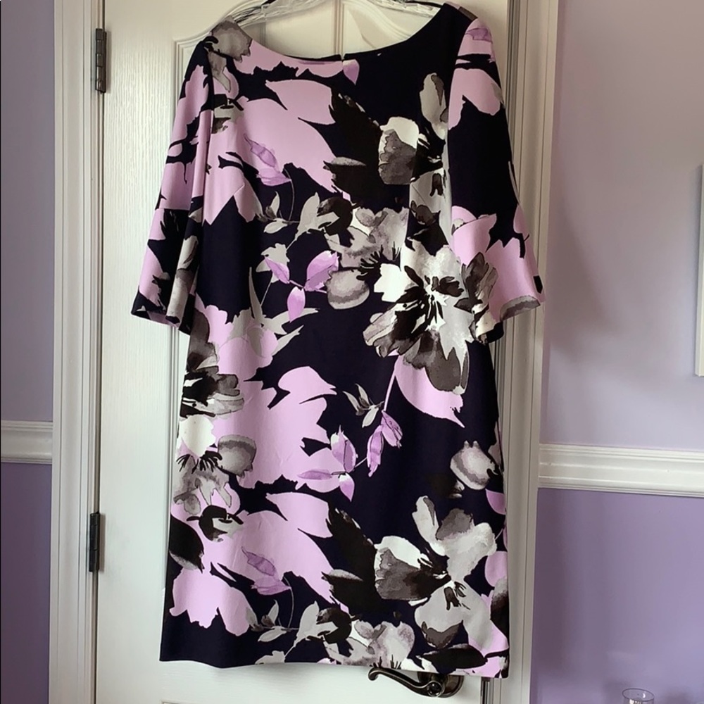 Vince Camuto Sheath Dress Purple Floral Pattern